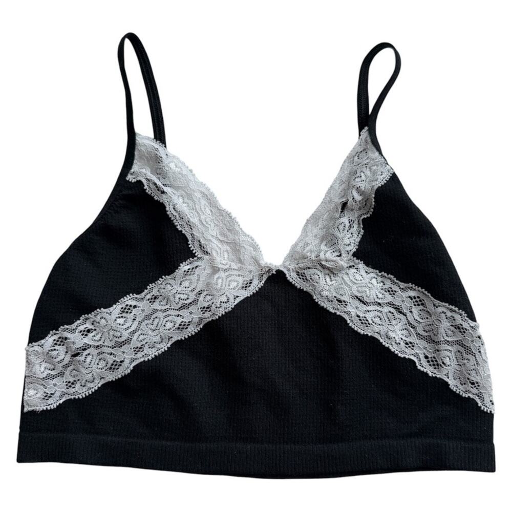 Urban Outfitters Out From Under Ribbed Black V-Neck Crop Top Bralette Size XS